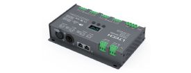 912-OLED  12Ch 4A CV DMX Decoder; 1152W Max.Power; XLR-5 Green Terminal & RJ45 Port; Self testing; DMX512/RDM I/P signal; IP20.